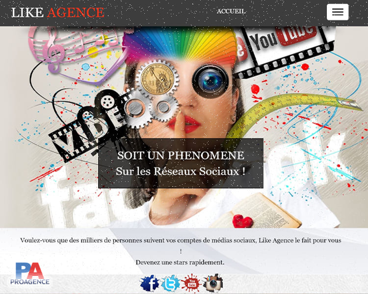 Création SiteWeb likeagence Youtube,Google+,Facebook & Instagram Paris
